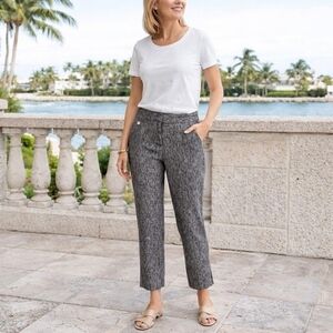 Rafaella Linen Blend Curvy Petite Textured Ankle Pants Size 6P